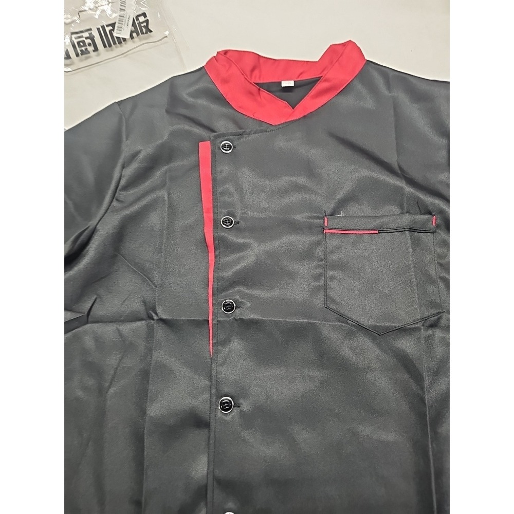 Unisex Chef Coat Cook Black Jacket Restaurant Kitchen Workwear Uniform‎ Shirt L - Picture 7 of 16